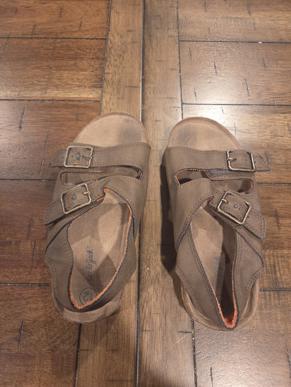 Cat & Jack Boys Brown Double-Buckle Sandals - Size 12